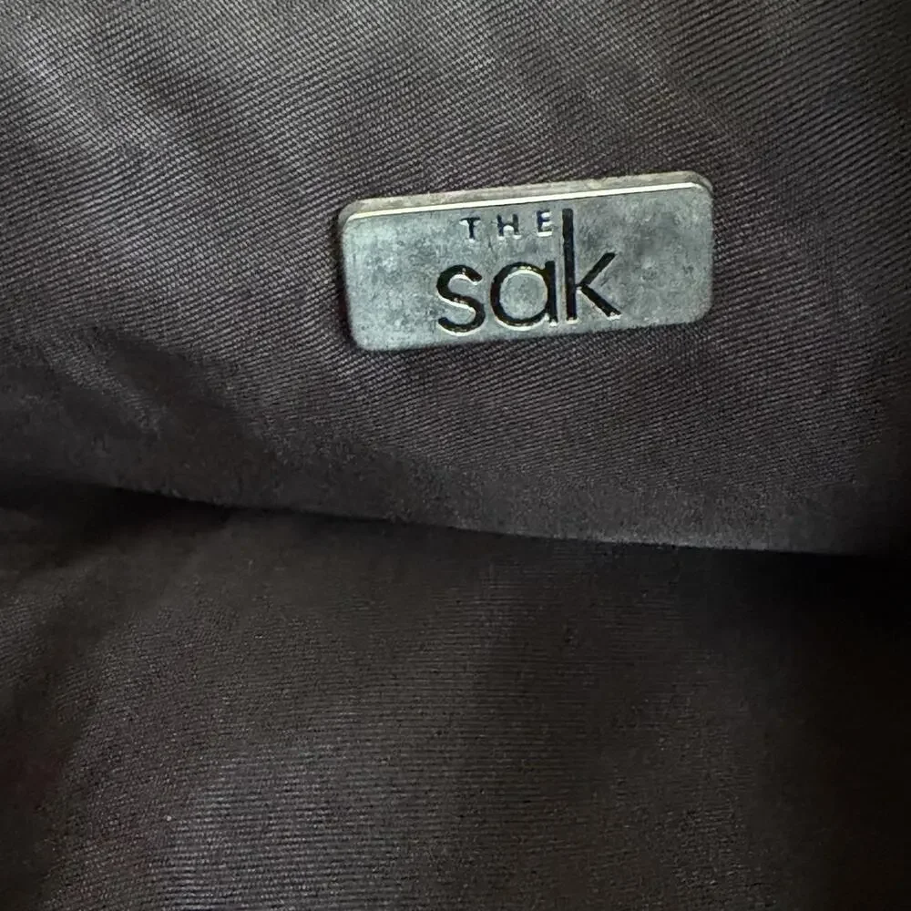 The Sak Hobo Bag Womens Medium Black Knit Shoulder Purse Zip Pocket Lined